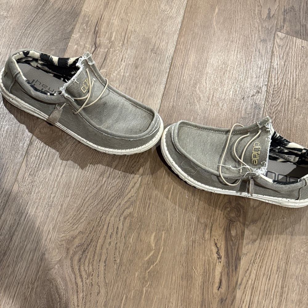 Hey Dude Frayed Edge Slip-On Shoes in Gray and Cream - Picture 2 of 6